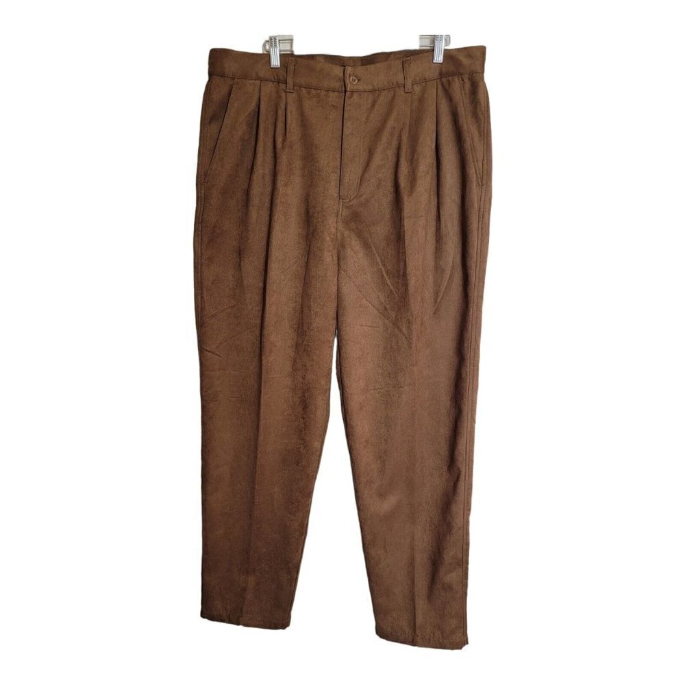Godbody 40x33 Faux Suede Pants Vintage Men Brown